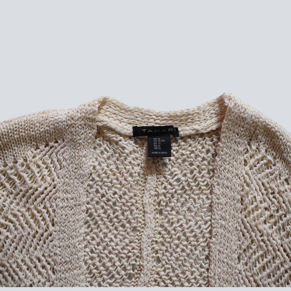 TAHARI  Loose Knit Cream Cardigan Size XL - Picture 4 of 7